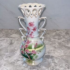 UCAGCO Ceramics Japan Fruit Forest Vase 8. Cutouts hand painted